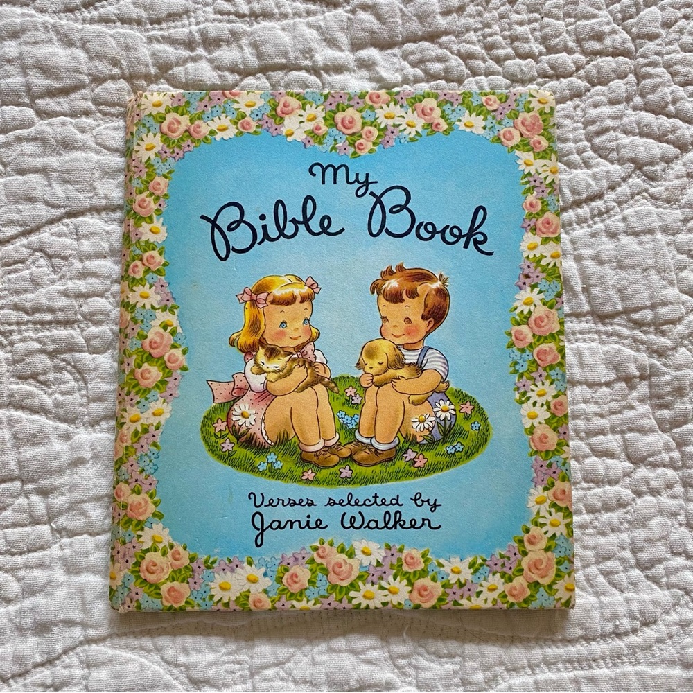 Vintage 1940s My Bible Book Janie Walker Hardcover Children book Retro